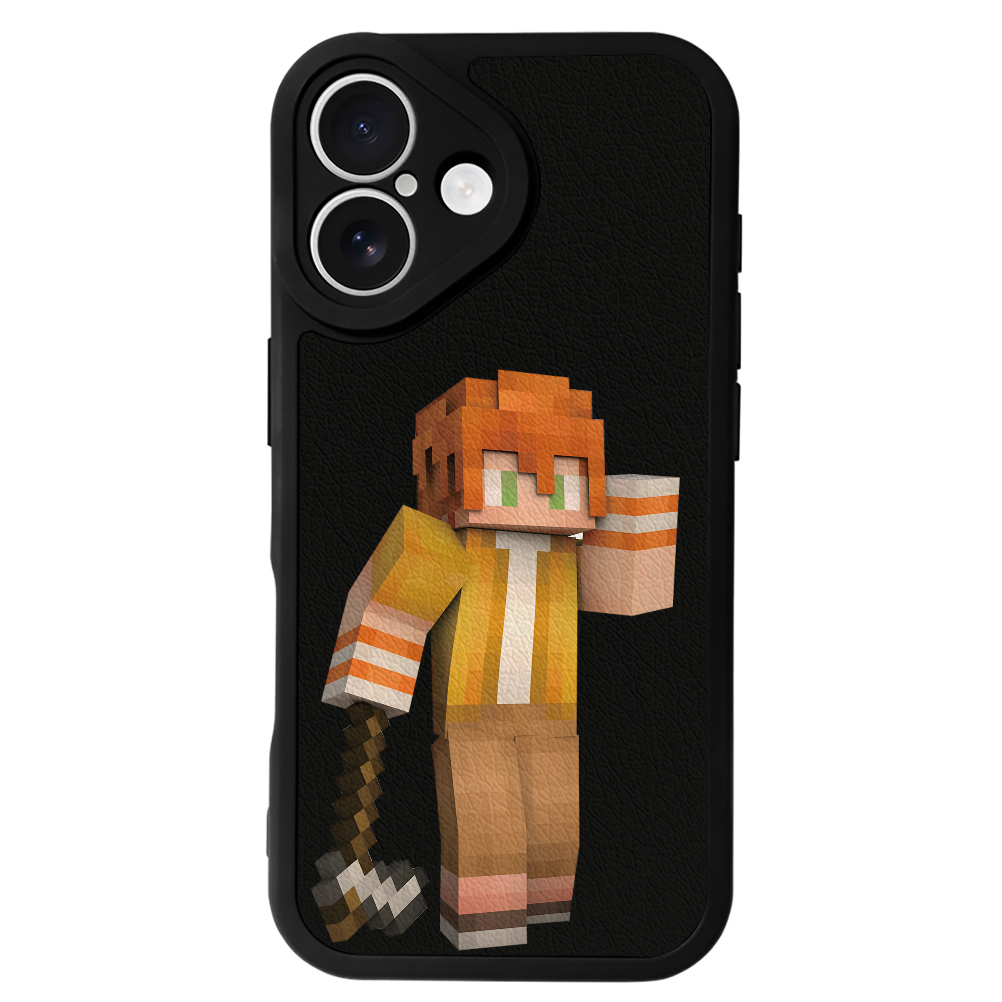 （画像用） マインクラフト ブロックの世界 Minecraft MC Block world 【iPhone 16シリーズ対応】シリコンスマホケース（レザー調） 材質：シリコン